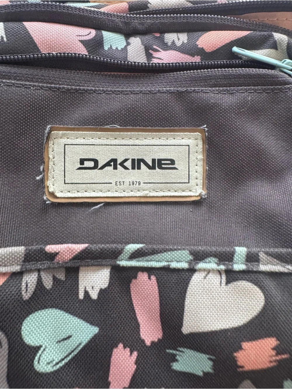 Dakine Women's Abstract Heart Print Backpack in Brown, Pink & Mint